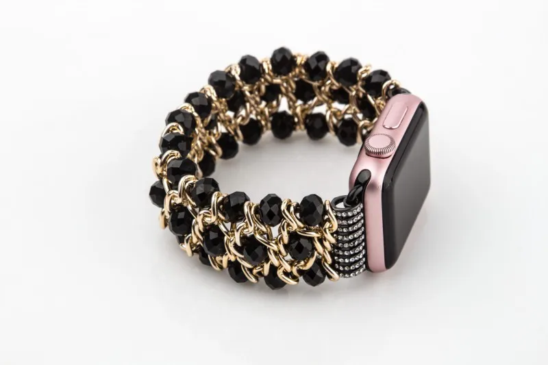 DAHASE Bling Beads бисера браслет для наручных часов Apple Watch 38 мм, 42 мм, ремешок для наручных часов iWatch серии 1/2/3 металлические ювелирные изделия браслет