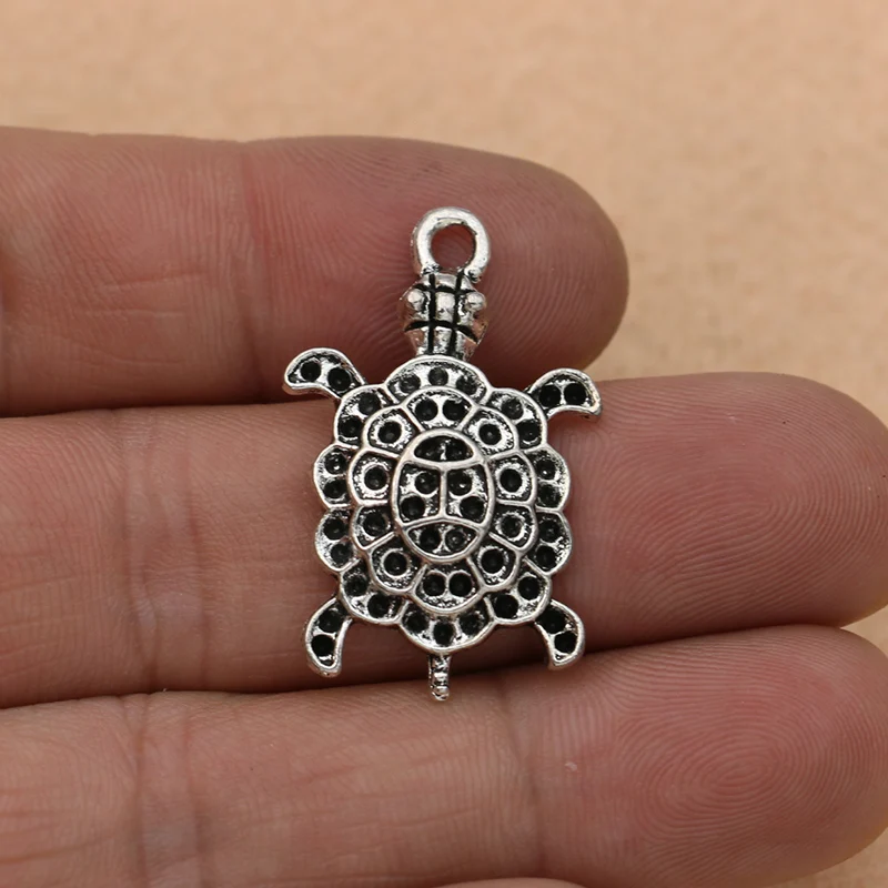 2 шт. Посеребренная Подвеска в виде черепахи для изготовления ювелирных