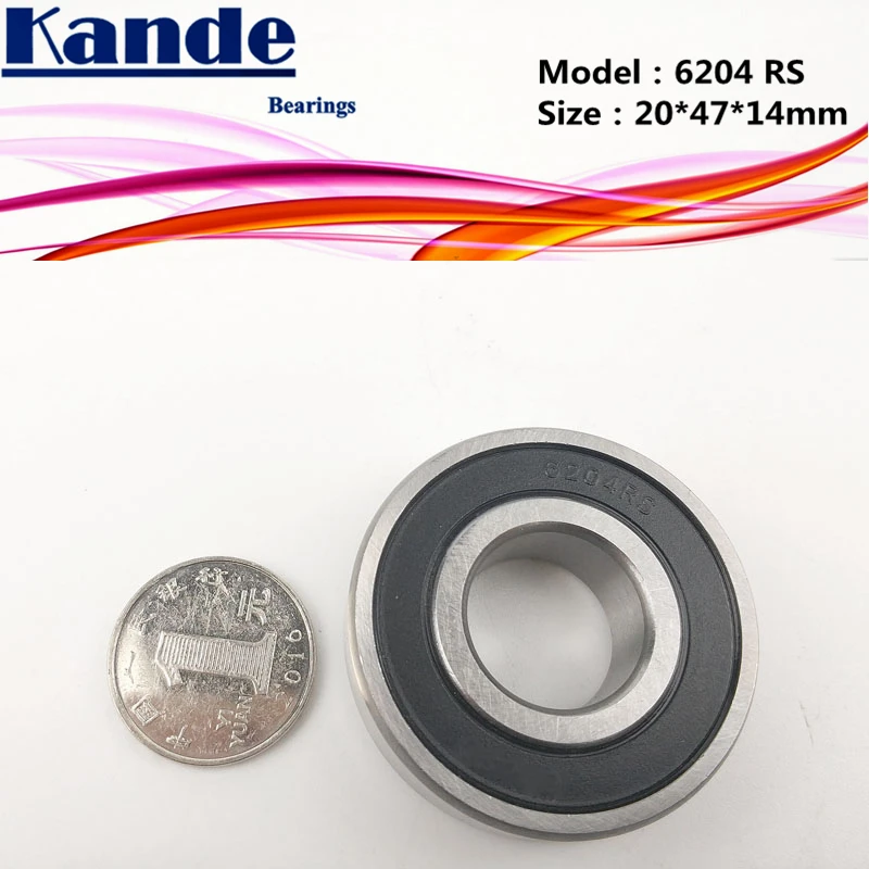 Kande 6204RS 2 шт. Однорядный шариковый подшипник с глубоким желобом размер 20*47x14 мм