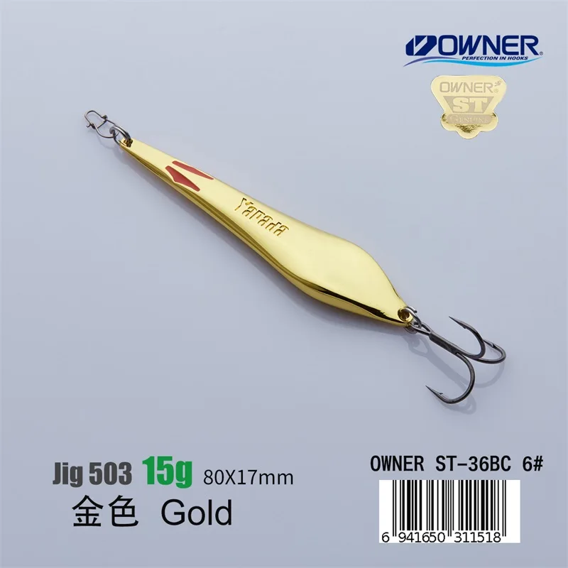 Gold 15g YAPADA Jigging 503 Demon Fox 10 г/15 г владелец тройной крючок 70-80 мм перо Многоцветный Металлический цинковый сплав рыболовные приманки для окуня - Цвет: Gold 15g
