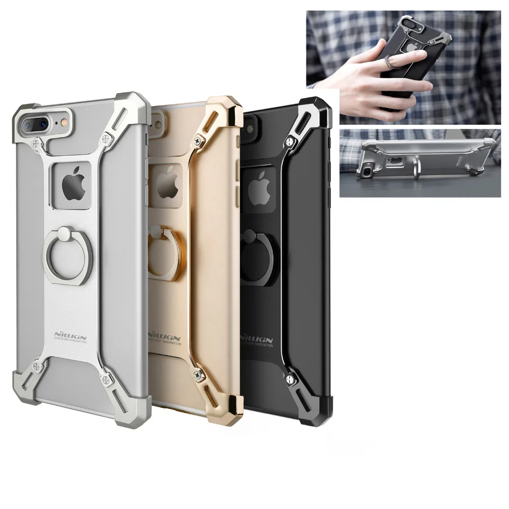 Для Apple iPhone 6 6s Plus + Чехол Бампер Nillkin X shaped Metal Aluminu Frame Holder Kickstan Ring Cover Case для 7/7 +|case for