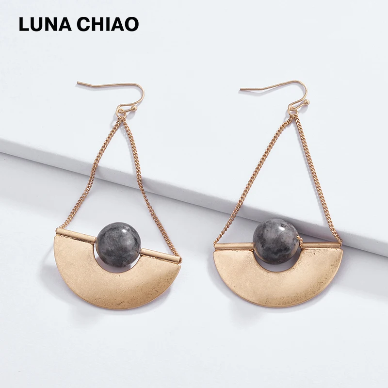 Женские полукруглые серьги подвески LUNA CHIAO модные висячие из натурального белого