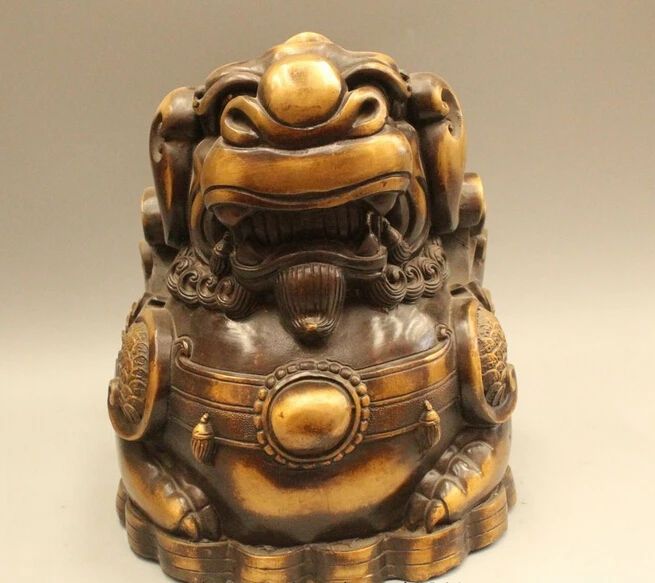 11 &quotКитайский Народный Латунь Богатство Fly Единорог Зверь Статуя Медь сад Латуни