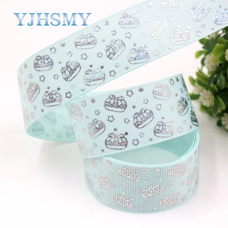 I-19326-762 YJHSMY I-19326-757 25 мм 10 ярдов лазерный серебряный милый мультфильм любовь напечатаны корсажная лента DIY ручной работы головные уборы свадебный подарок обёрточная бумага - Цвет: I-19326-762
