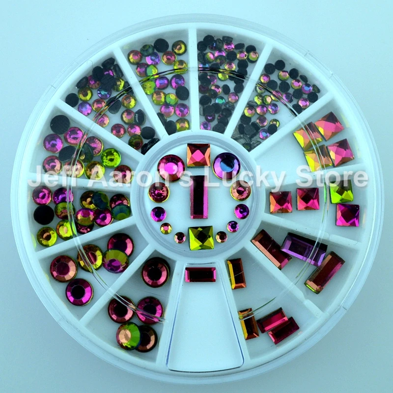 Flat black 3d nails accessoires rhinestone wheel for glitter nail art decorations round rectrangular square | Красота и здоровье
