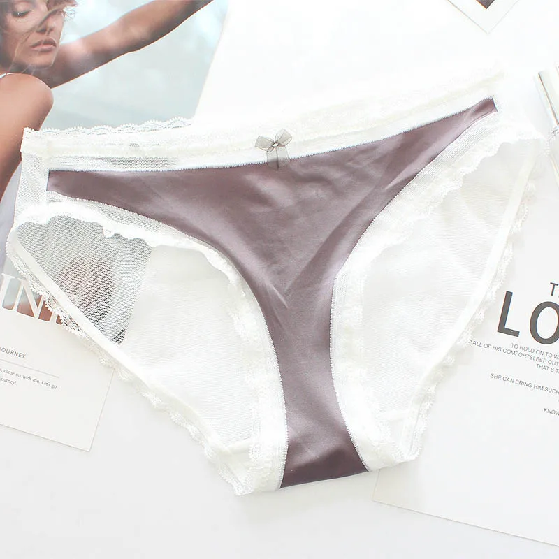 Roseheart женские модные синие Серые Хлопковые кружевные трусики с бантом Нижнее