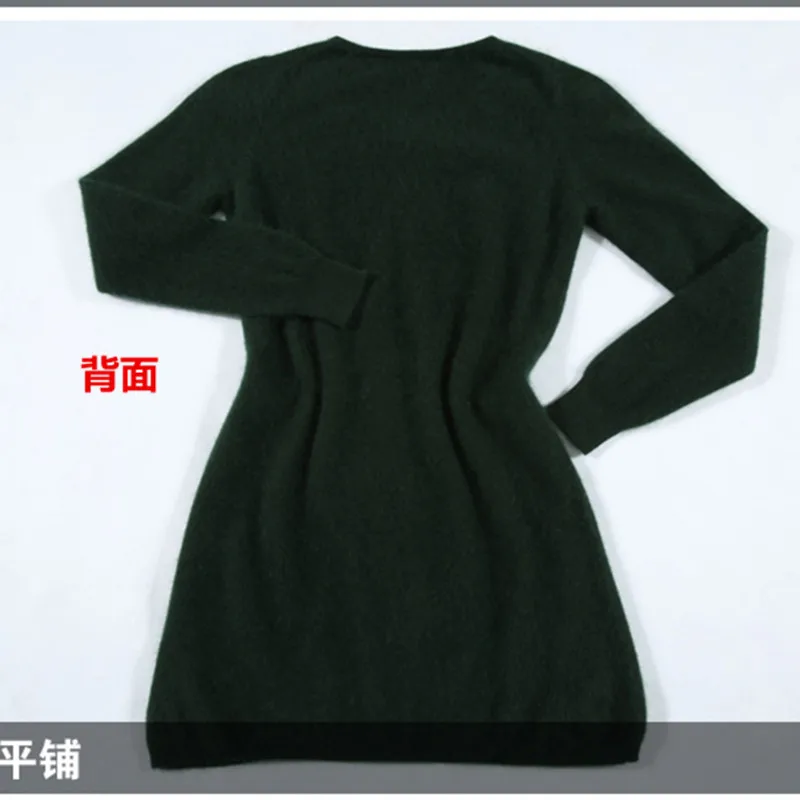 2019 Winter High quality women dress knitted sweater o-neck casual warm Mini Dress 100% mink cashmere pullovers | Женская одежда