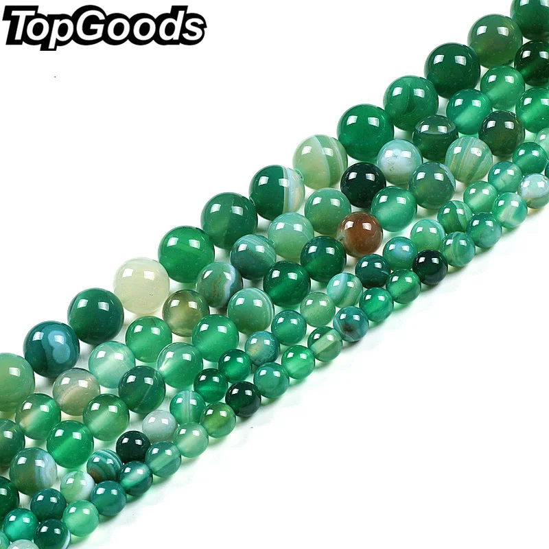 TopGoods оптовая продажа натуральный зеленый полосатый агат Свободный бандаж Оникс
