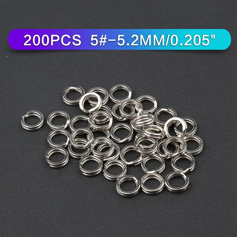 200pcs size5 Нержавеющая сталь Рыбалка Разделение кольца приманка твердых серебряное кольцо Петля для пустой воблер ящик для инструментов металлический брелок для ключей Разделение кольца 50/200 шт - Цвет: 200pcs size5
