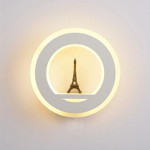 Современная Белая Акриловая светодиодная настенная лампа с Эйфелевой башней, современный настенный светильник для спальни, ванной, зеркального освещения, современный комнатный светильник для чтения