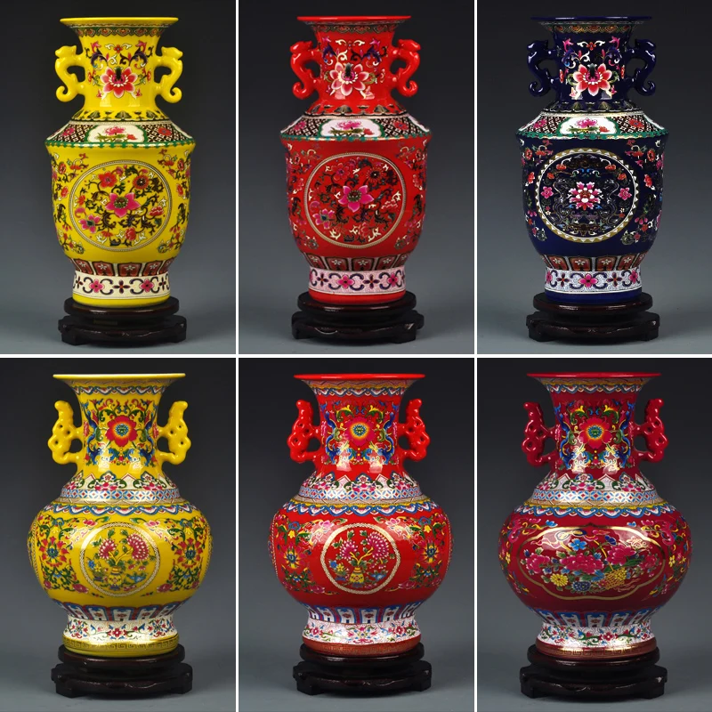 Керамическая ваза Jingdezhen эмалированная с двумя ушками антикварная зернистая