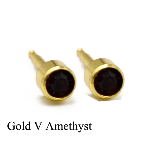 Gold V Amethyst Пара 16 г 24 К Золотое покрытие и серебро смешивать свой камень цирконий драгоценный камень уха шпилька спираль трагус серьги, Надеваемые На ушной хрящ прибор для пирсинга ювелирные изделия для тела - Окраска металла: Gold V Amethyst