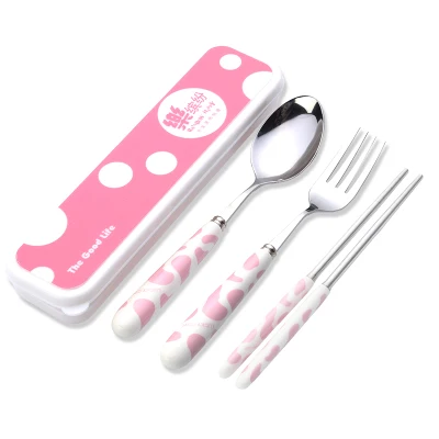 Модная Посуда Столовые приборы посуда разнообразных рисунок «Hello Kitty» Пособия по кулинарии комплект комбинированные вилка и ложка для походов лагерь Кухня Нержавеющая сталь кухонная посуда - Цвет: 7