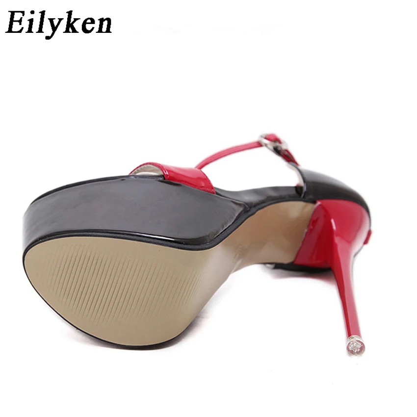 Eilyken/женские туфли-лодочки; летние женские босоножки; пикантные туфли-лодочки; женская обувь для вечеринок на каблуке 16 см; свадебные туфли на каблуке с ремешком; цвет красный, белый; размер 46