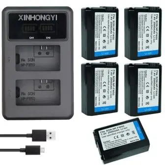 5P-FW50BatteryAndCh 2000 мАч NP FW50 акумуляторная батарея NP-FW50 Батарея+ светодиодный двойной Зарядное устройство для sony Alpha a6500 a6300 a7 7R a7R a7R II a7II NEX-3 NEX-5 Камера - Цвет: 5P-FW50BatteryAndCh