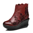 Сапоги женские из воловьей кожи, с вышивкой, зимние, 8 см, 2021