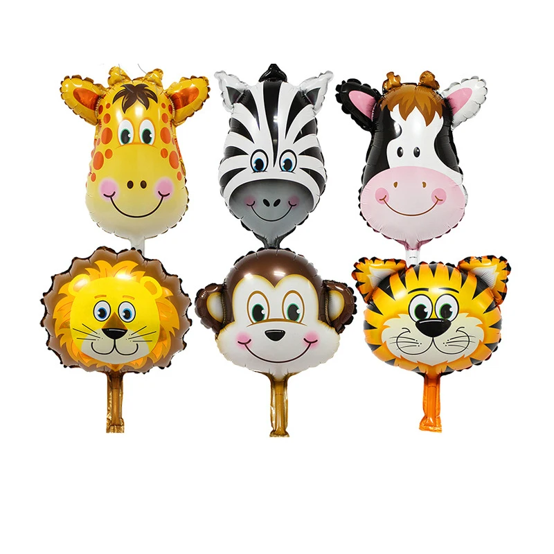 6 шт./компл. мини фольгированные шары с животными в джунглях Тигр Лев Обезьяна
