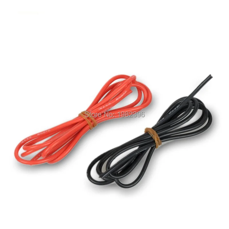 1 метр красный + Черный силиконовый провод 12AWG 14AWG 16AWG термостойкий мягкий