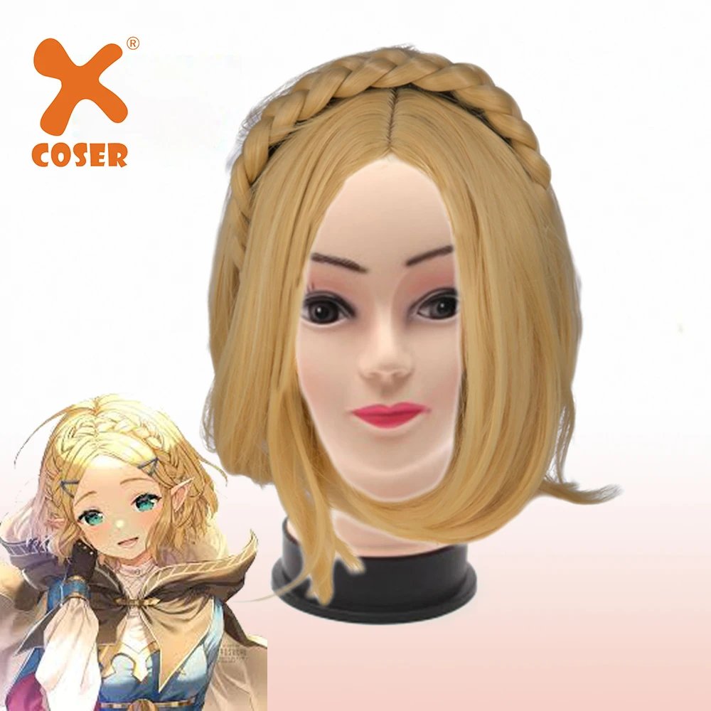 Xcoser принцесса Зельда парик с короткой стрижкой Косплэй два способа ношения на
