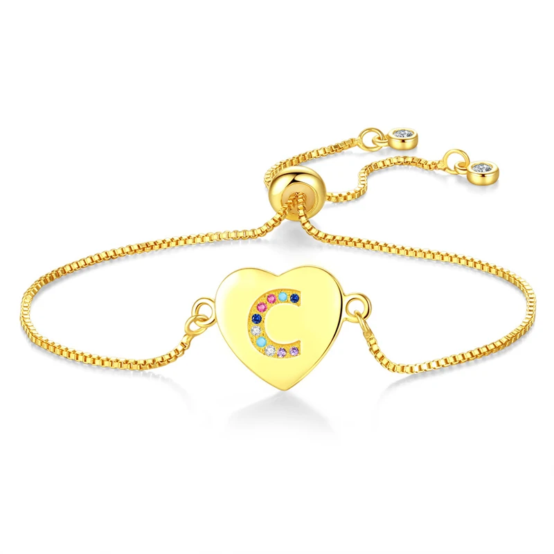 Женские золотые браслеты разноцветные циркониевые с надписью Love Heart подарки на