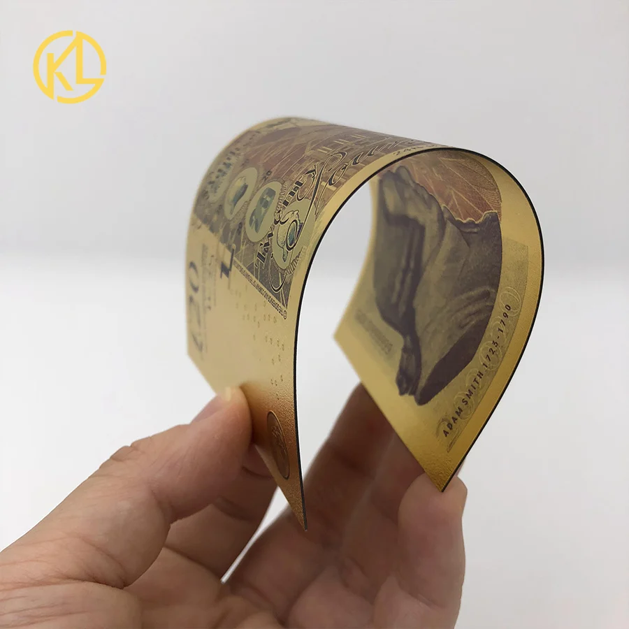 100 шт./лот цветные 24k Золотая фольга Британский банкноты 10 фунтов кредитки золота