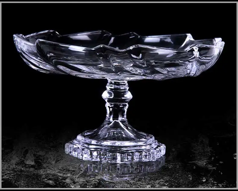 European home living room durable fruit plate fashion transparent atmospheric crystal glass salad plate ZP01211520