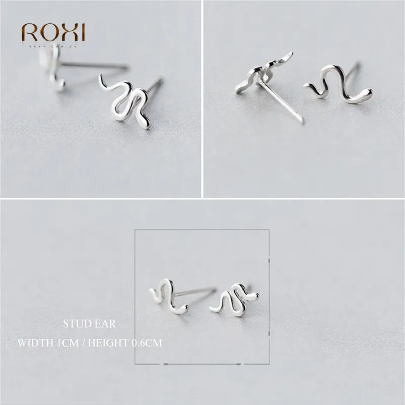 ROXI антиаллергенные серьги-гвоздики в виде змеи для женщин 925 пробы Серебряные Серьги очаровательные маленькие серьги в виде животных пирсинг