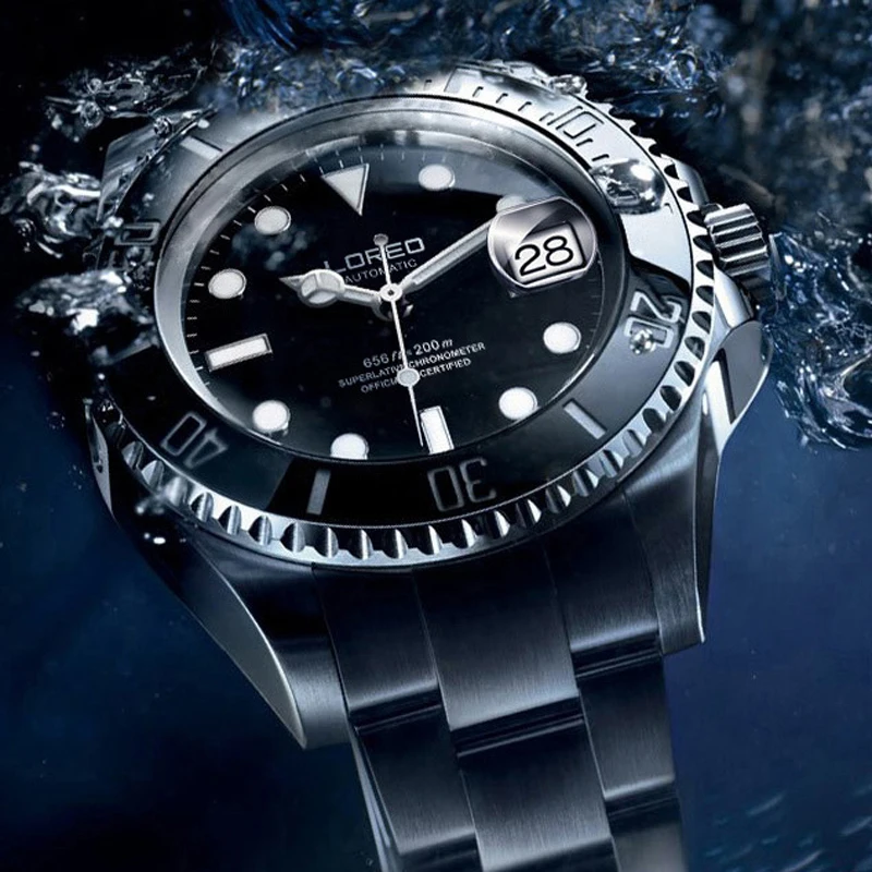

LOREO 200m Diving Automatic Watch Luminous Men Mechanical Men Watches Fashion Brand Relogio Masculino Waterproof Stainless Steel