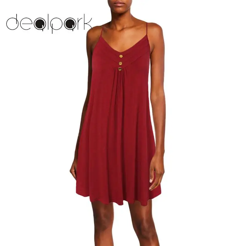 Женское летнее платье без рукавов на тонких бретельках сарафан с v образным