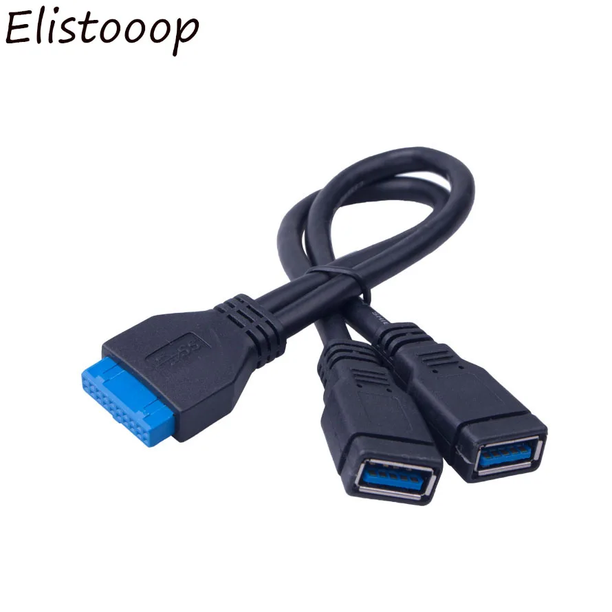 Elistoooop USB 3,0 мама к материнской плате 20pin соединительный кабель 2 порта s USB к 1 порту 20pin удлинитель Кабель для передней панели 20 см