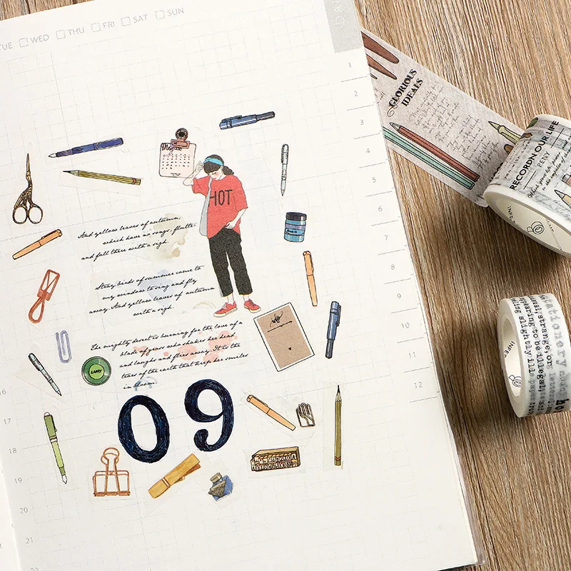 Набор декоративных наклеек для скрапбукинга Washi tape Set|Офисный скотч| |