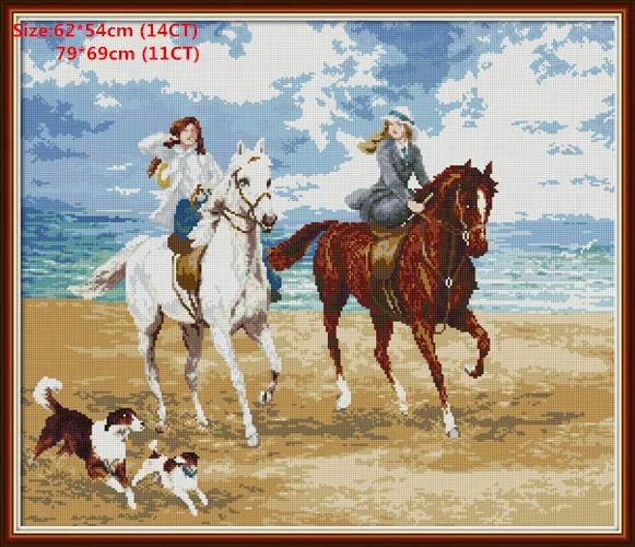 horse riding women Joy Sunday водорастворимый холст для вышивки крестиком Tela Aida Punto De Cruz Kit Damas Набор для вышивки крестом 11Ct набор - Цвет: horse riding women