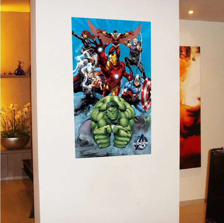 Топ 14 различных 60*100 см 3D мультфильм Супер Герой Мстители Marvel настенный стикер