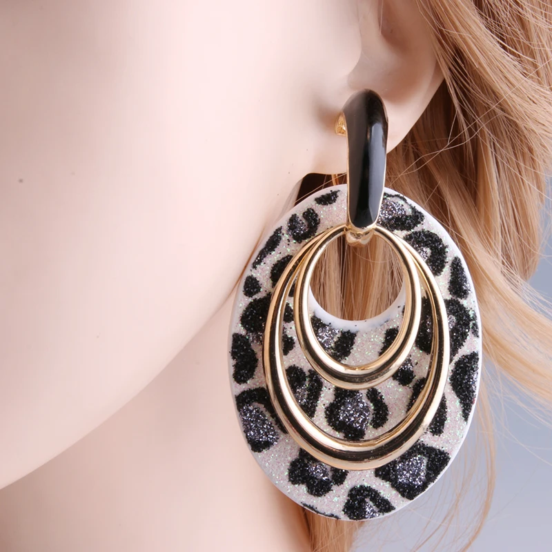 Женские серьги овальной формы NeeFu WoFu с тигром висячие из цинкового сплава и кожи