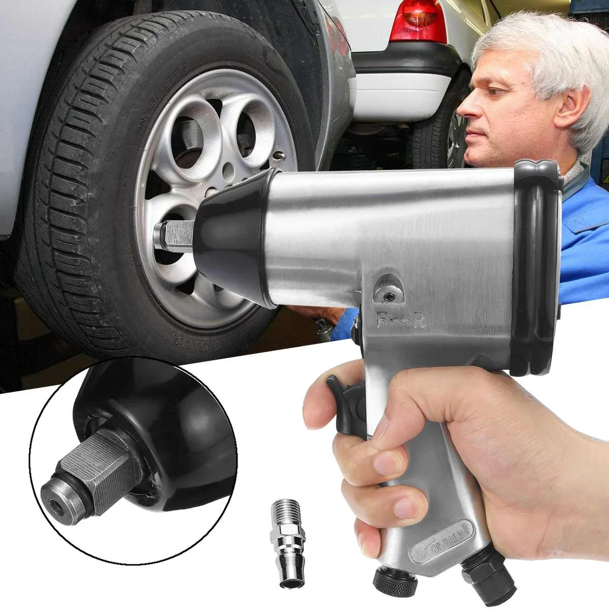 

Heavy 1/2"Air Impact Wrench Tool Drive Pneumatic For Car Wheel Repairing Die Cast Aluminum High Torque Low Noise 4CFM 90PSI