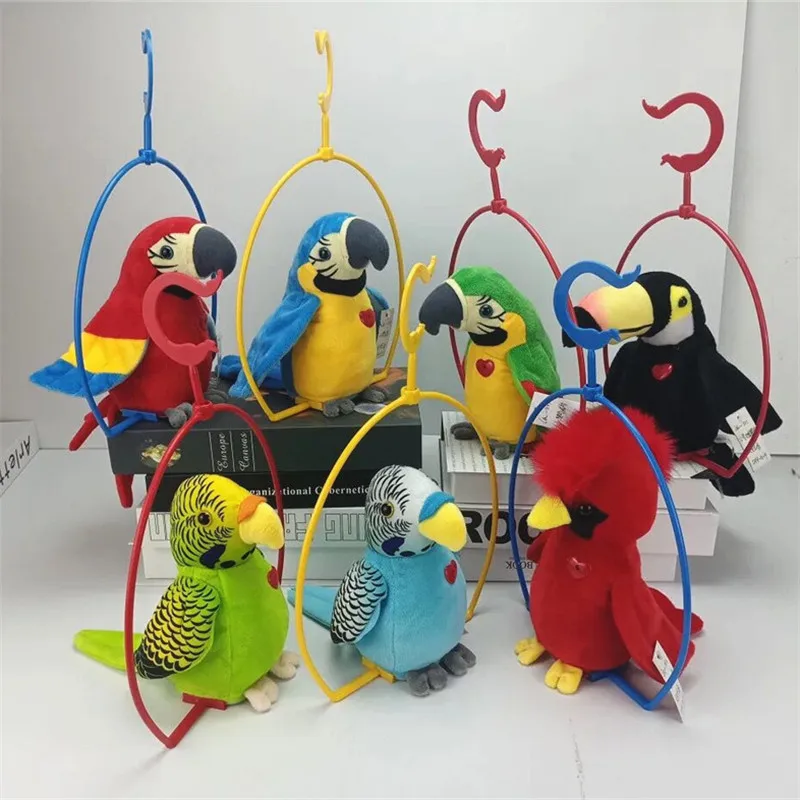 

18cm Electric Talking Parrot Toy Cute Speaking Record Repeats Waving Wings Electronic Bird Stuffed Plush Toy Kids Birthday Gift