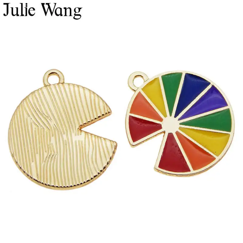 Julie Wang 8 шт. эмаль цветная палитра золотые подвески круглое ожерелье браслет