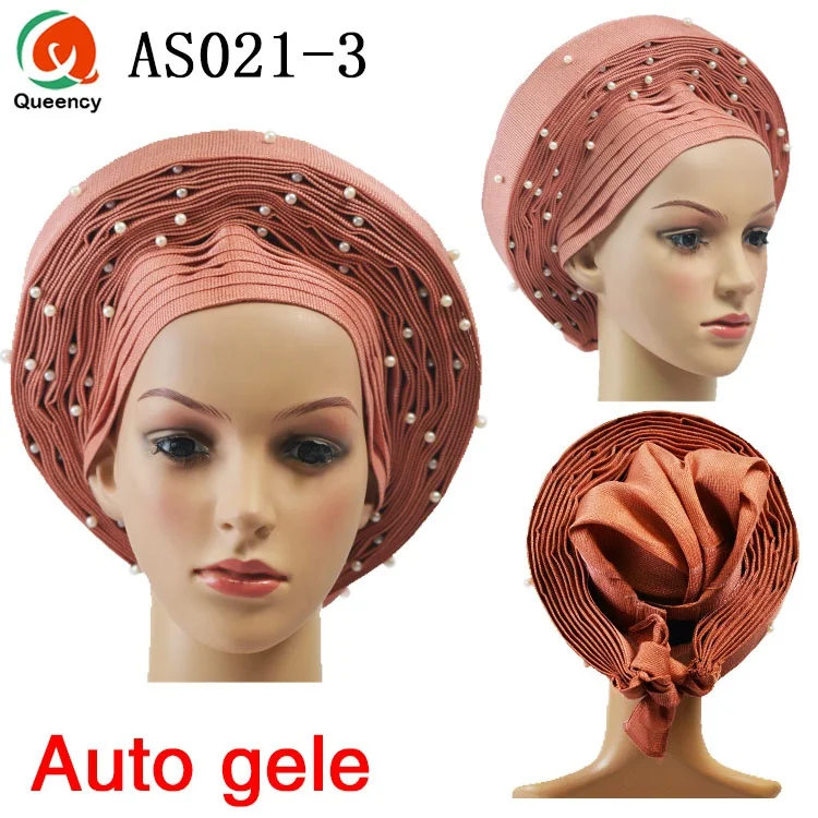 peach Новое поступление! Африканский Традиционный уже сделанный Авто геле Aso Oke головной убор многоцветный для свадьбы и вечеринки AS021 - Цвет: peach