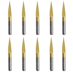 10 шт.компл. с титановым покрытием карбида PCB гравировки 15 градусов 0,1 мм CNC Бит фрезерные инструменты