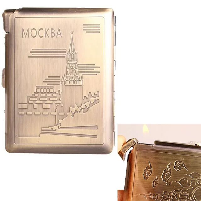 Холдинг 20 чехол для сигарет с узором из Москвы зажигалкой табака газовая