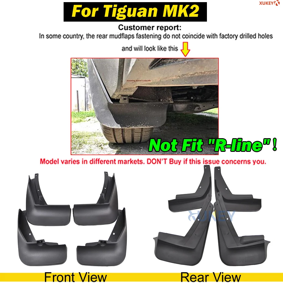 tiguan mk2 Автомобильные Брызговики для Vw T-roc Troc Touran Tiguan Sharan Atlas Teramont Caddy для Touareg MK1 MK2 Брызговики - Цвет: tiguan mk2