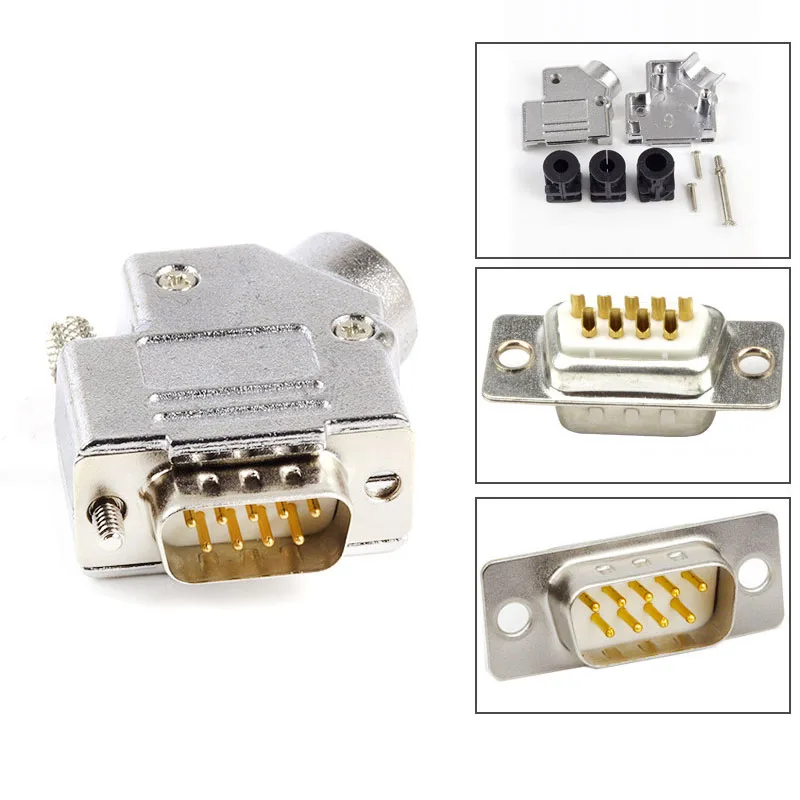 DB9 металлический соединитель Мужской и Женский Разъем последовательного порта 9