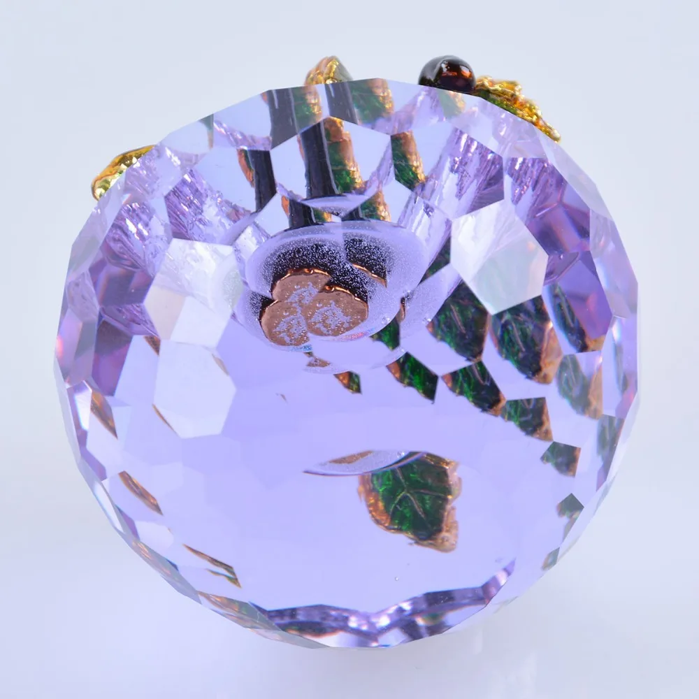 

60mm Purple Crystal Apple Paperweight Decoration Crystal Fruit Decoration