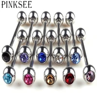 pinksee 10pcs lots mixed logo ball tongue bars rings barbell piercing stainless steel