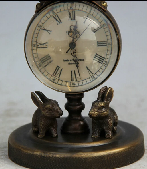 SCY S62 9&quot China western Copper eagle Rabbit machinery mechanical Device timepiece clock | Дом и сад