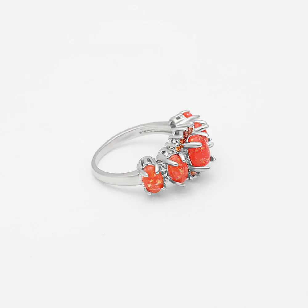 UFOORO кольца с огненным опалом Сияющий красный дизайн серебряный цвет Уникальные