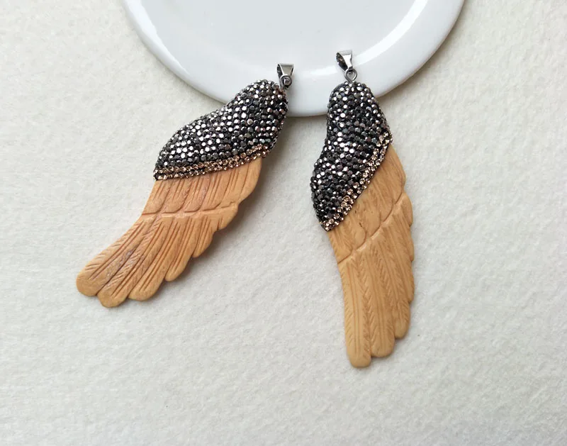 5 шт. подвеска в виде крыльев быка колпачки с кристаллами из страз подвески сделай