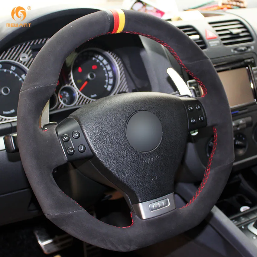 MEWANT для Volkswagen Golf 5 Mk5 GTI VW Golf 5 R32 Passat R GT 2005 черная замша рулевого колеса автомобиля крышки аксессуары