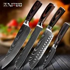 Набор кухонных ножей XITUO из нержавеющей стали, набор кухонных ножей шеф-повара, лазер, дамасское лезвие, 4 предмета, с высокоуглеродистой рукояткой