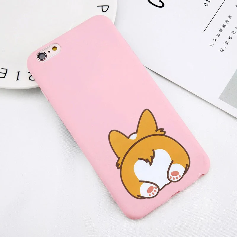 TPU Для iphone 7 6S попка корги Щенок Прекрасный чехол для телефона с рисунком в виде животного Розовый цвет мягкий чехол для iphone Xs 8 7 6 Plus XS MAX XR силиконовый чехол - Цвет: TPU